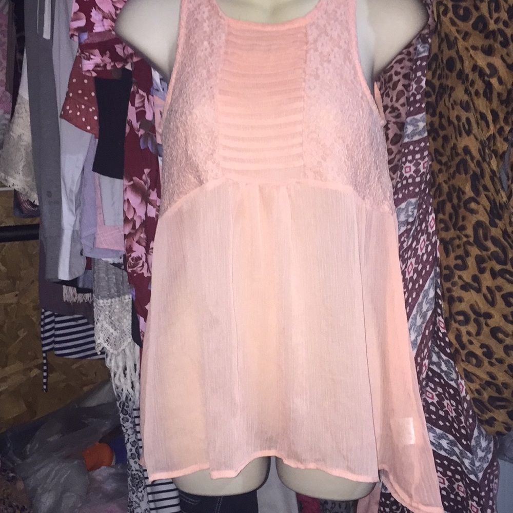 Laced flowy blouse tank